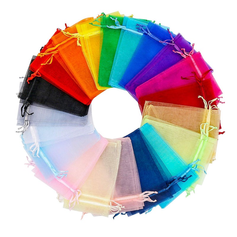 SumDirect 240pcs 4x6 Inch Organza Bags, 20 Colors Sheer Drawstring Gift Bags,Jewelry Pouches Wedding Party Christmas Favor Gift Bags - Image 1